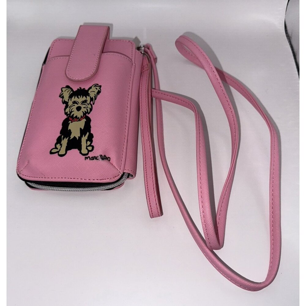 Marc Tetro Pink Wristlet Crossbody Yorkie Yorkshire Terrier Phone Card Wallet